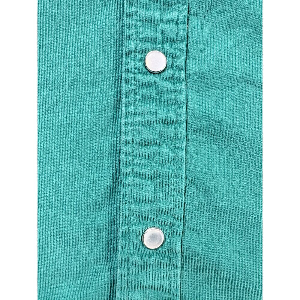 Criquet Teal Western Casual Corduroy Pearl Snap Buttons Mens XL 100% Cotton - Picture 10 of 11